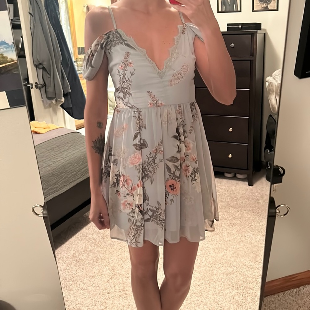 Lulus Blue Floral Dress